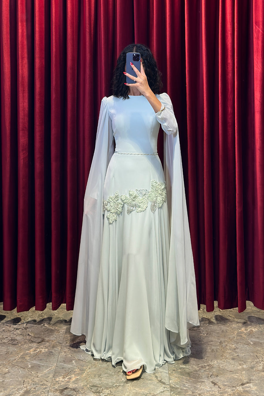 Ethereal Rose Draped Gown