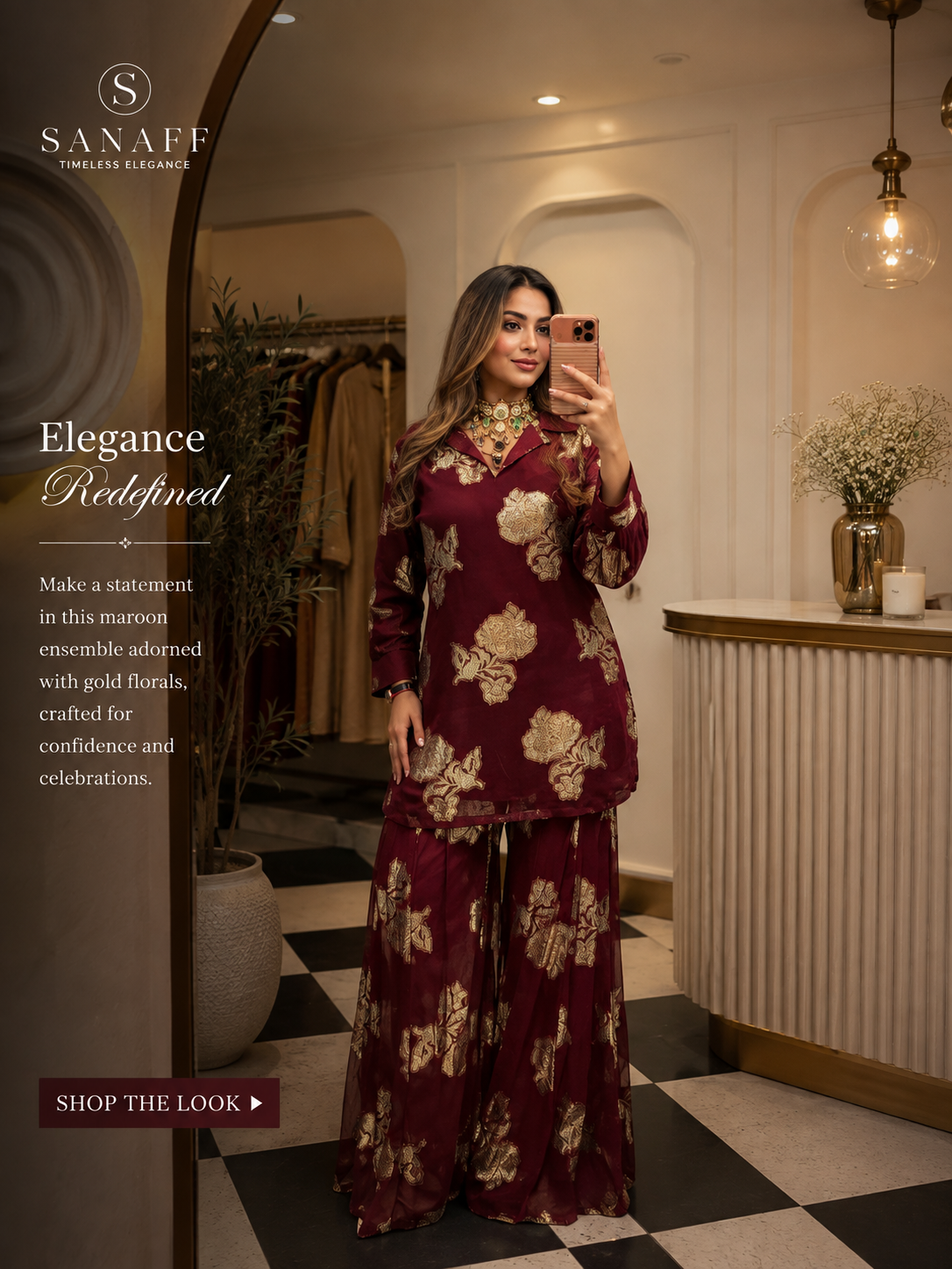 Burgundy Royal Embroidered Co Ord Set