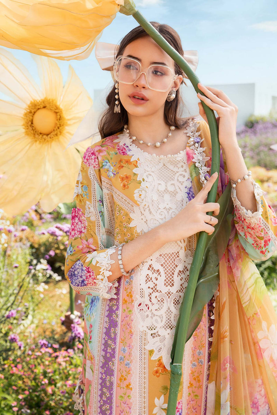 3 Piece Unstitched Printed Lawn Suit | MPT 2509 - A