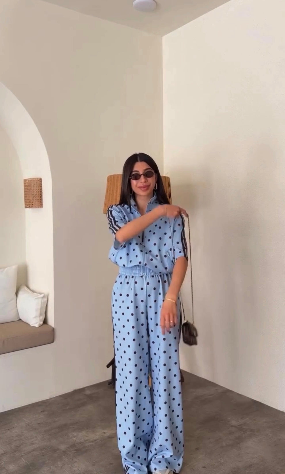 Polka Dot Zip-Up Co-Ord Lounge Set