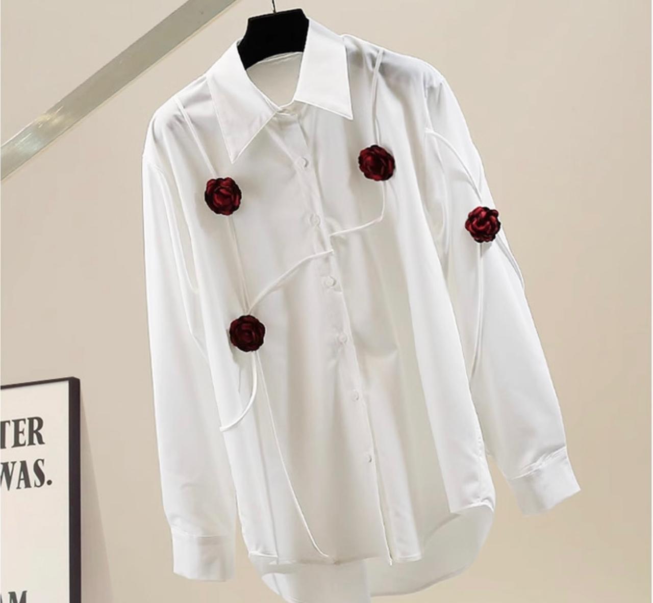 Valentine Korean Rose Chiffon Shirt