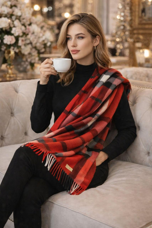 Classic Heritage Plaid Cashmere-Blend Stole