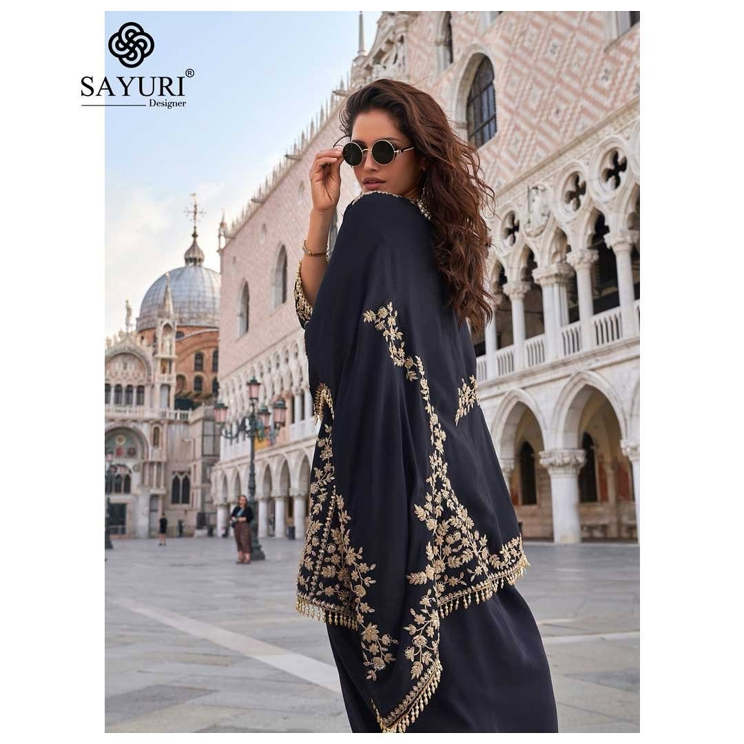 Noir Elegance Embroidered Cape