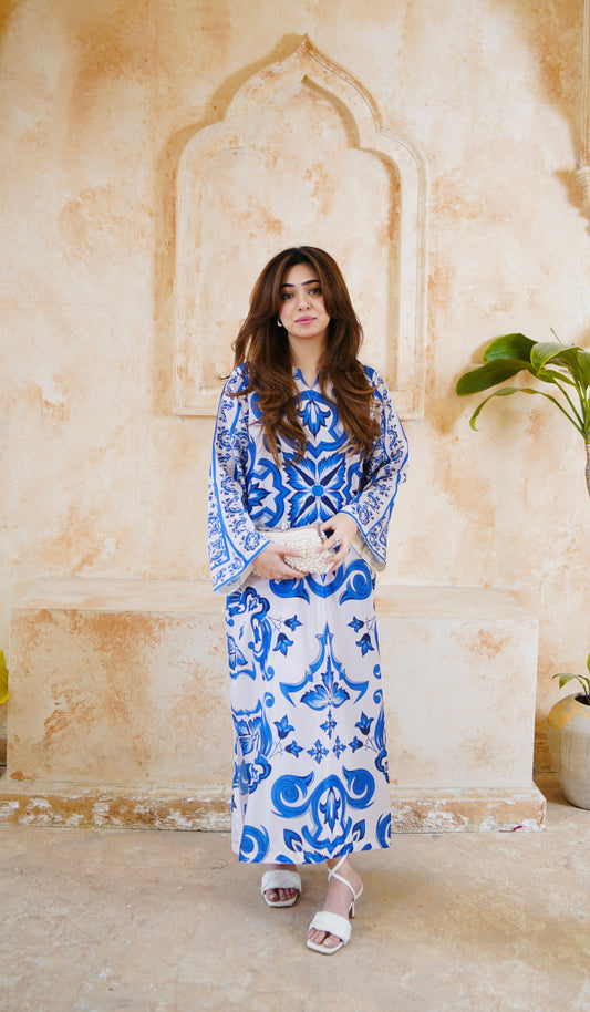 Sapphire Porcelain Luxe Kaftan