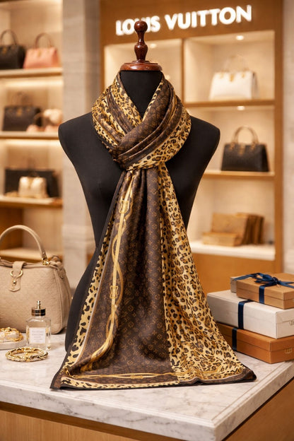 Leopard Royale Monogram Silk Shawl