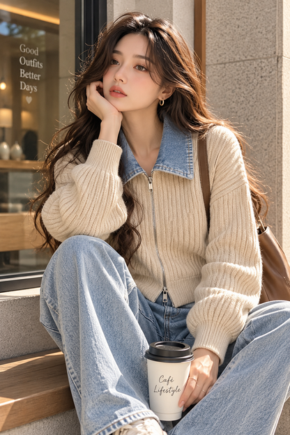 Seoul Muse Denim Collar Shirt