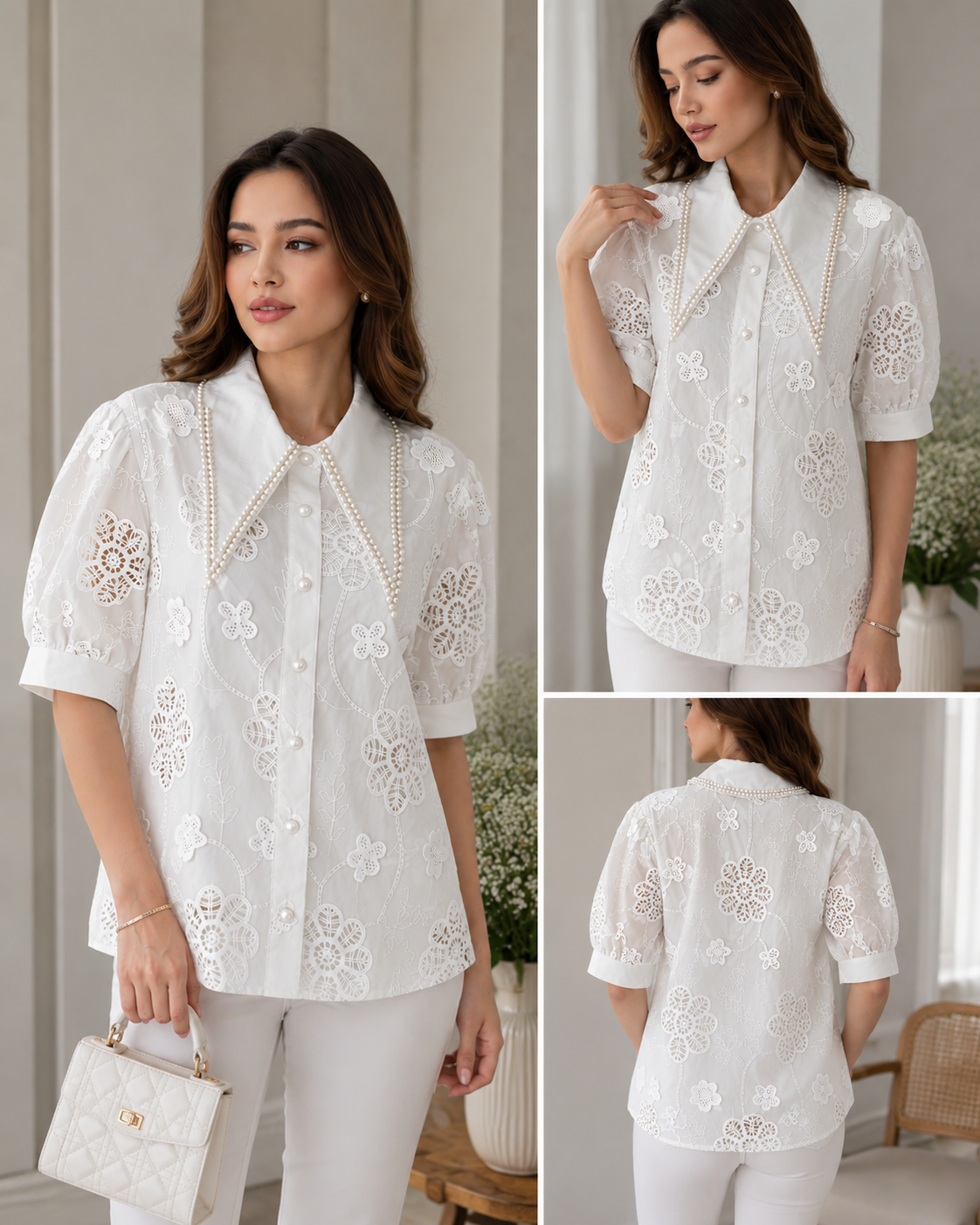 Pearl Bloom Embroidered Shirt