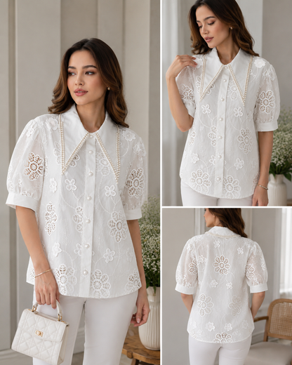 Pearl Bloom Embroidered Shirt