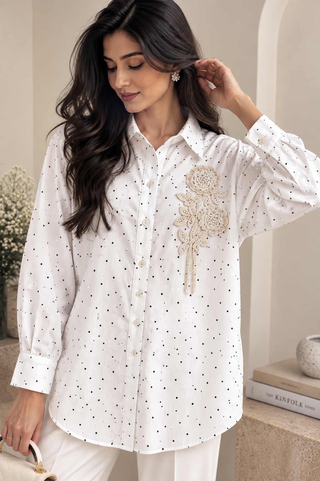 Rose Pearl Statement Shirt