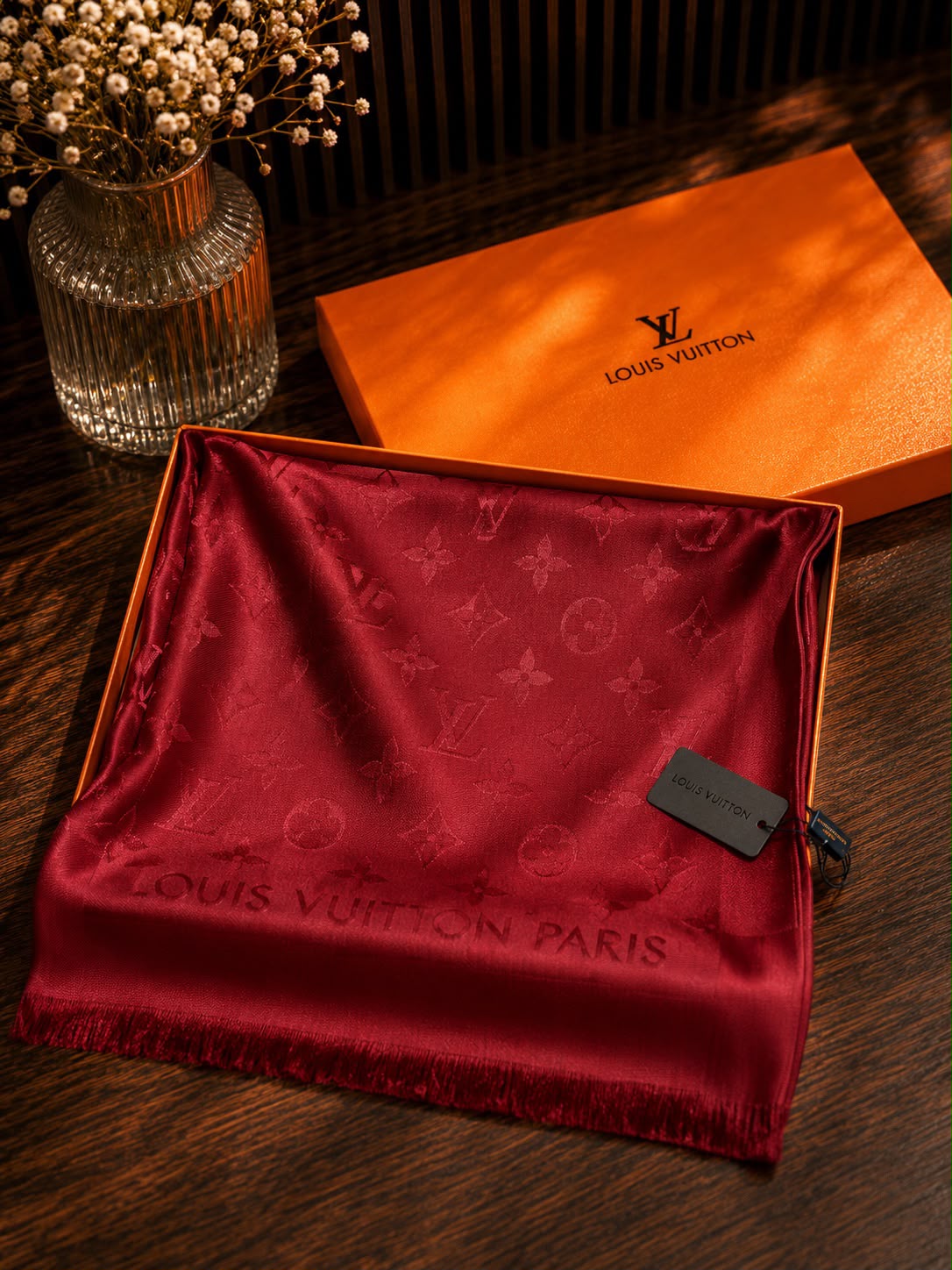 Luxe Monogram Silk-Feel Scarf