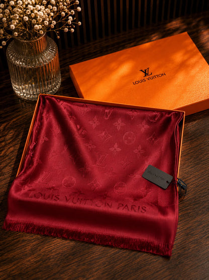 Luxe Monogram Silk-Feel Scarf