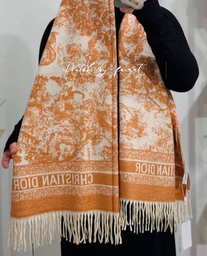 Branded Rabbit Fur Winter Reversible Stole - C D