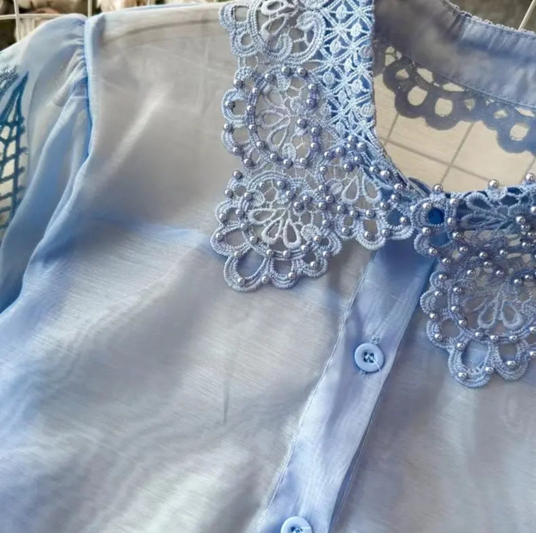 Lace Organza Designer Shirt