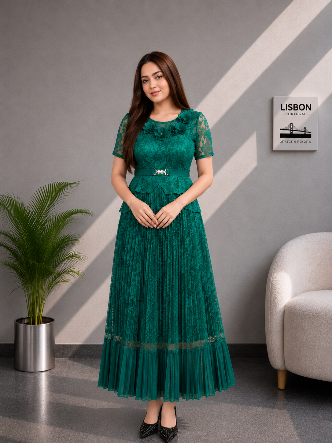 Rosette Lace Grace Maxi Dress