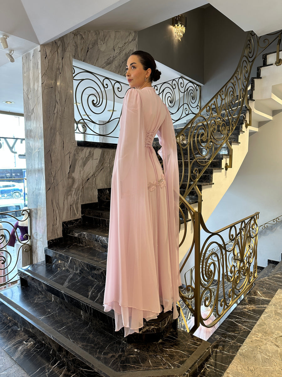 Ethereal Rose Draped Gown