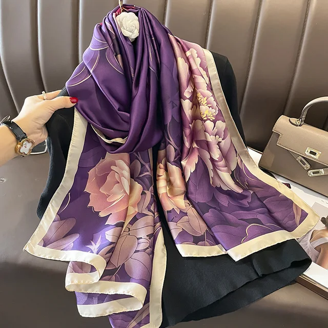 Lavender Night Printed Silk Scarf