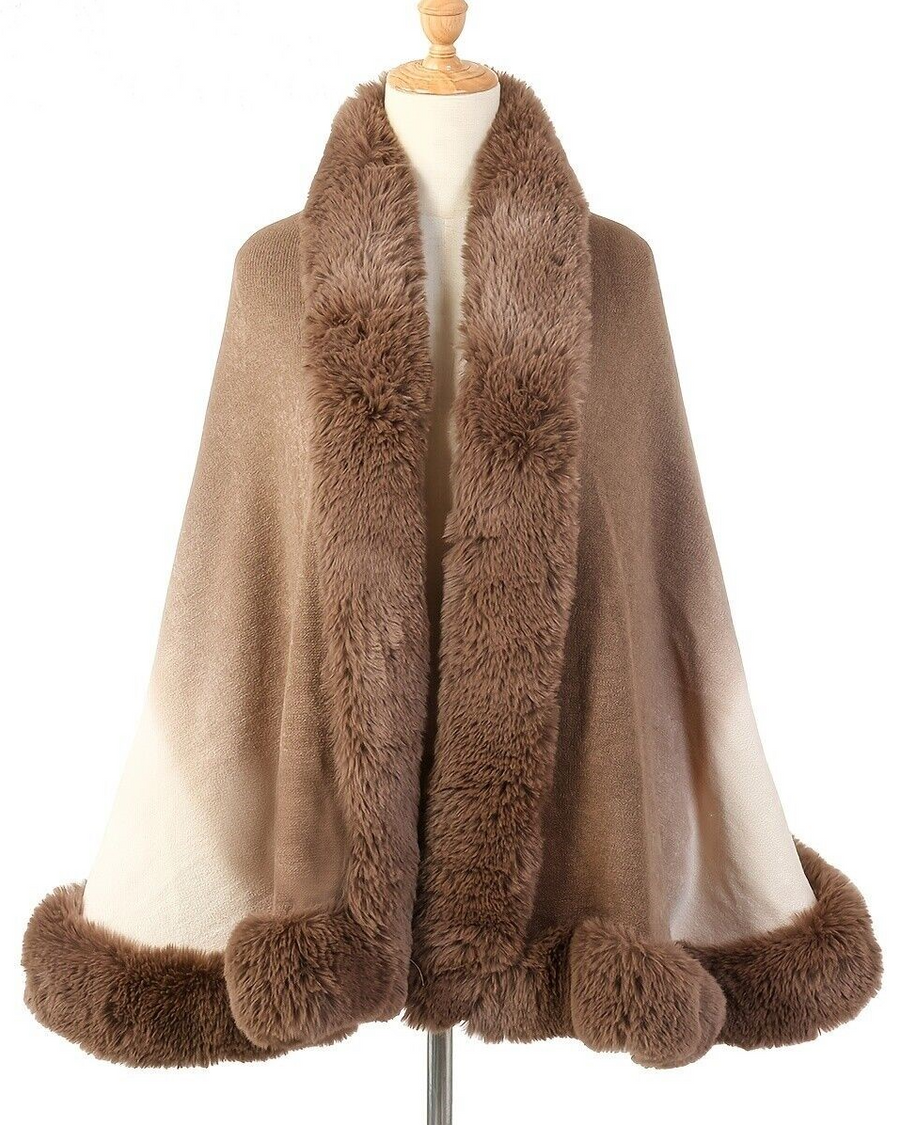 Nora Luxury Faux Fur Cashmere Wool Shawl