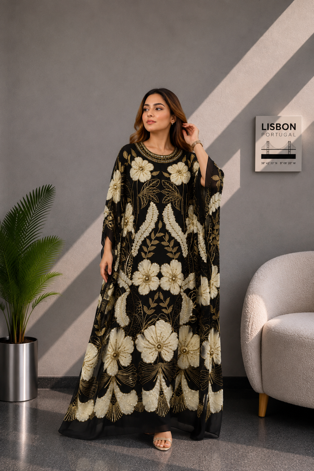 Rose Floral Luxe Embroidered Dress