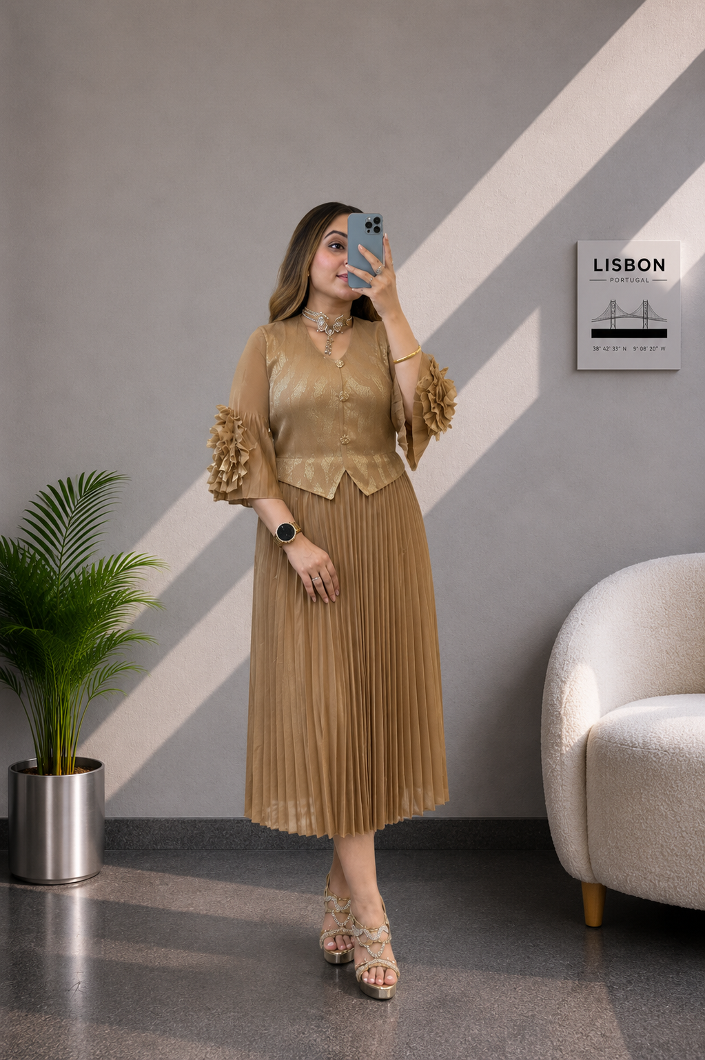Rust Luxe Pleated Co Ord