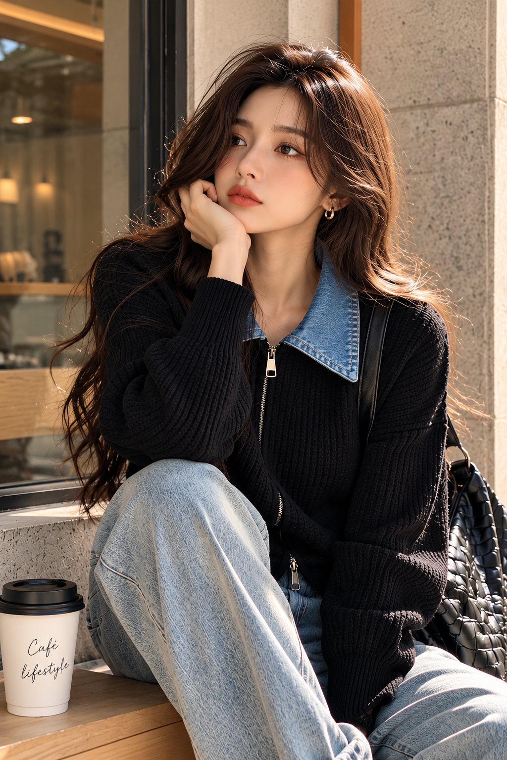Seoul Muse Denim Collar Shirt