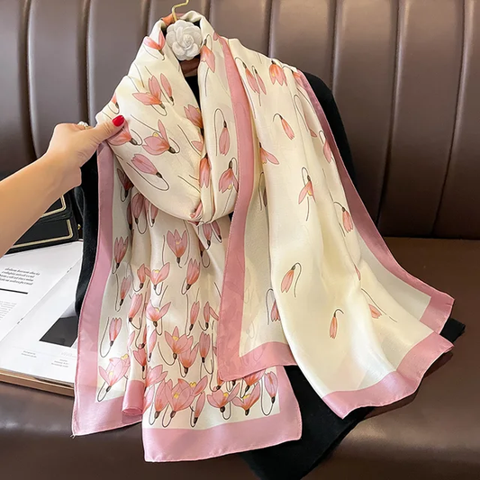 Pink Lily Silk Scarf