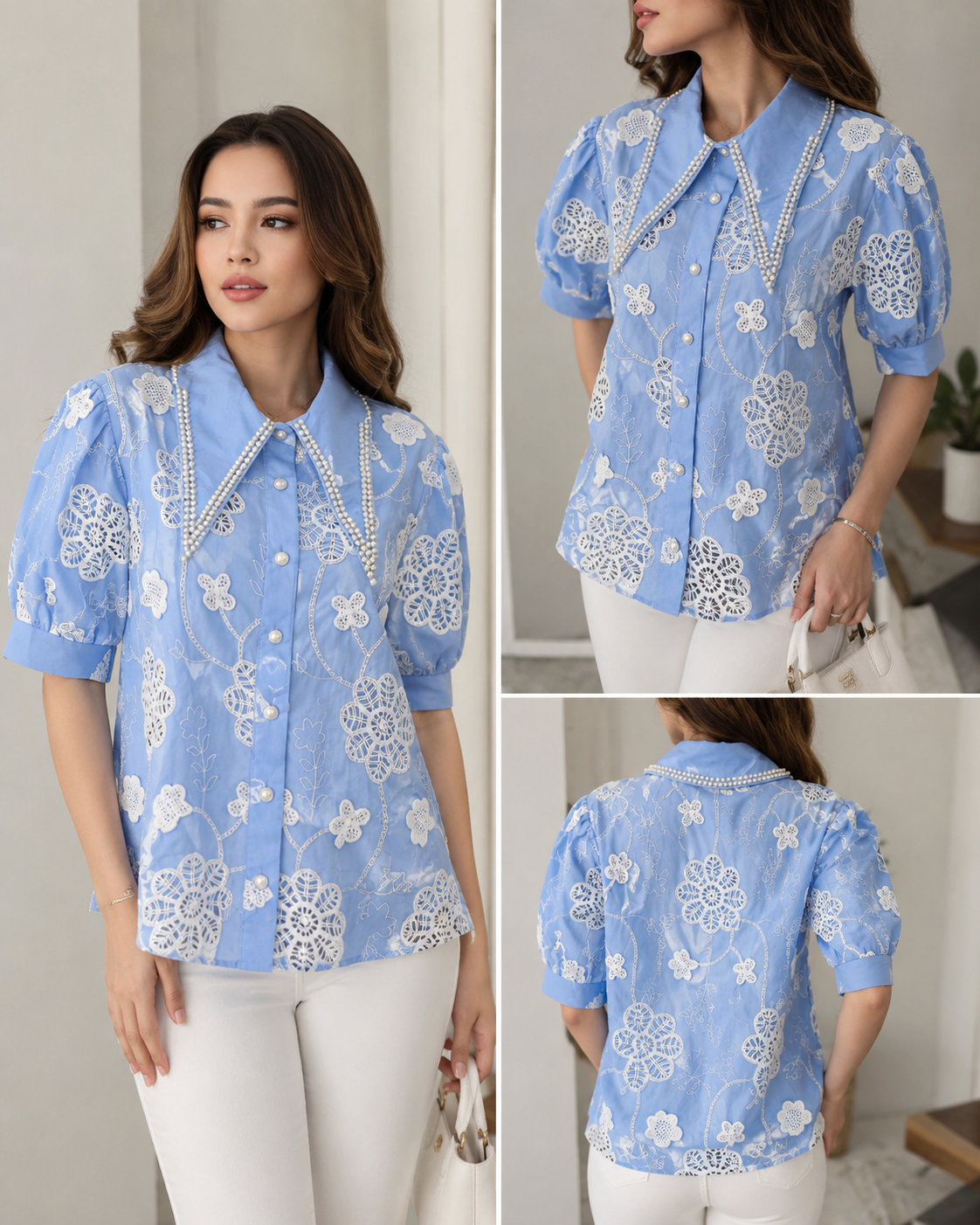 Pearl Bloom Embroidered Shirt