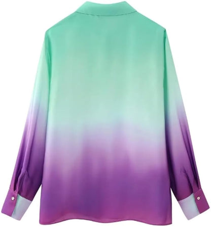 Women Gradual Tie Dye Printed Shirt