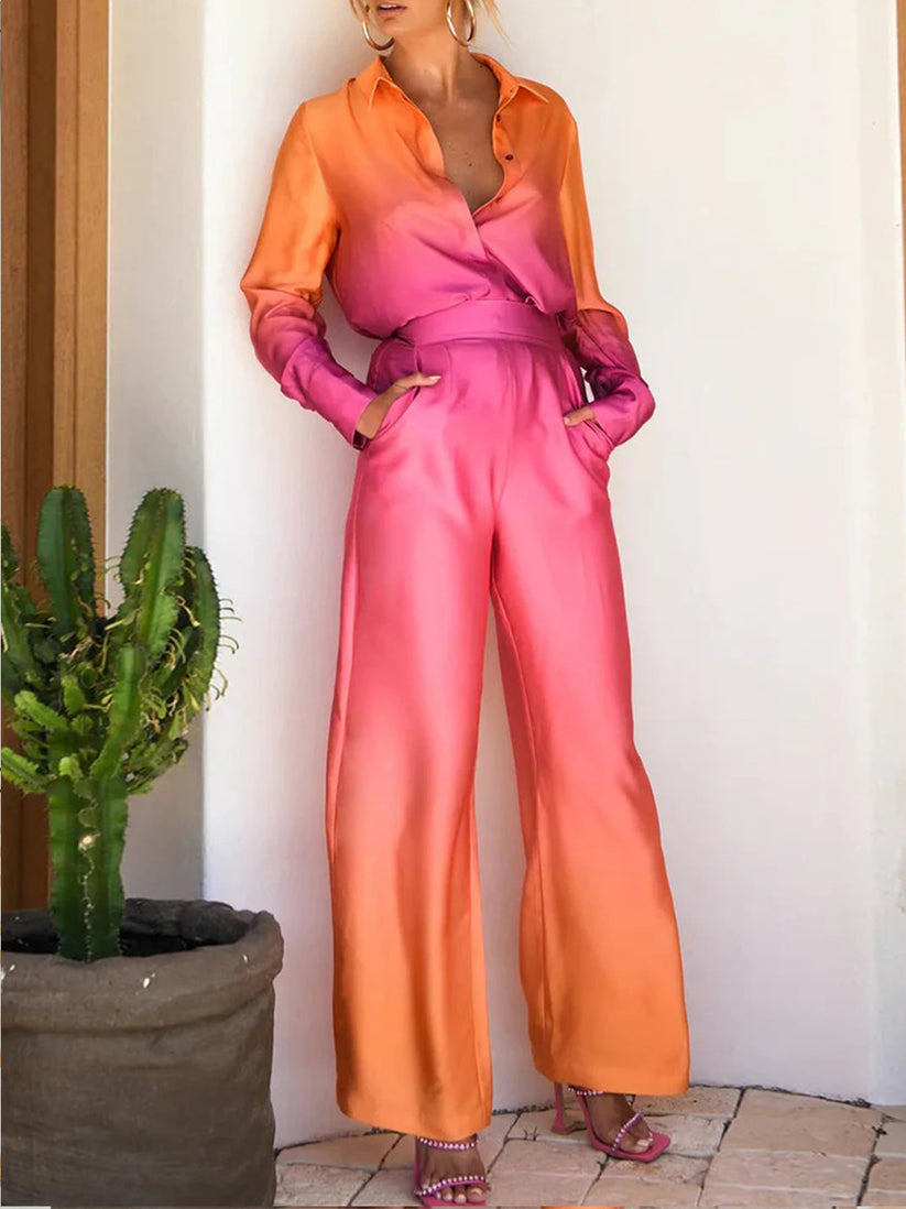 Women’s Orange Pink Two Shaded Co-Ord Set