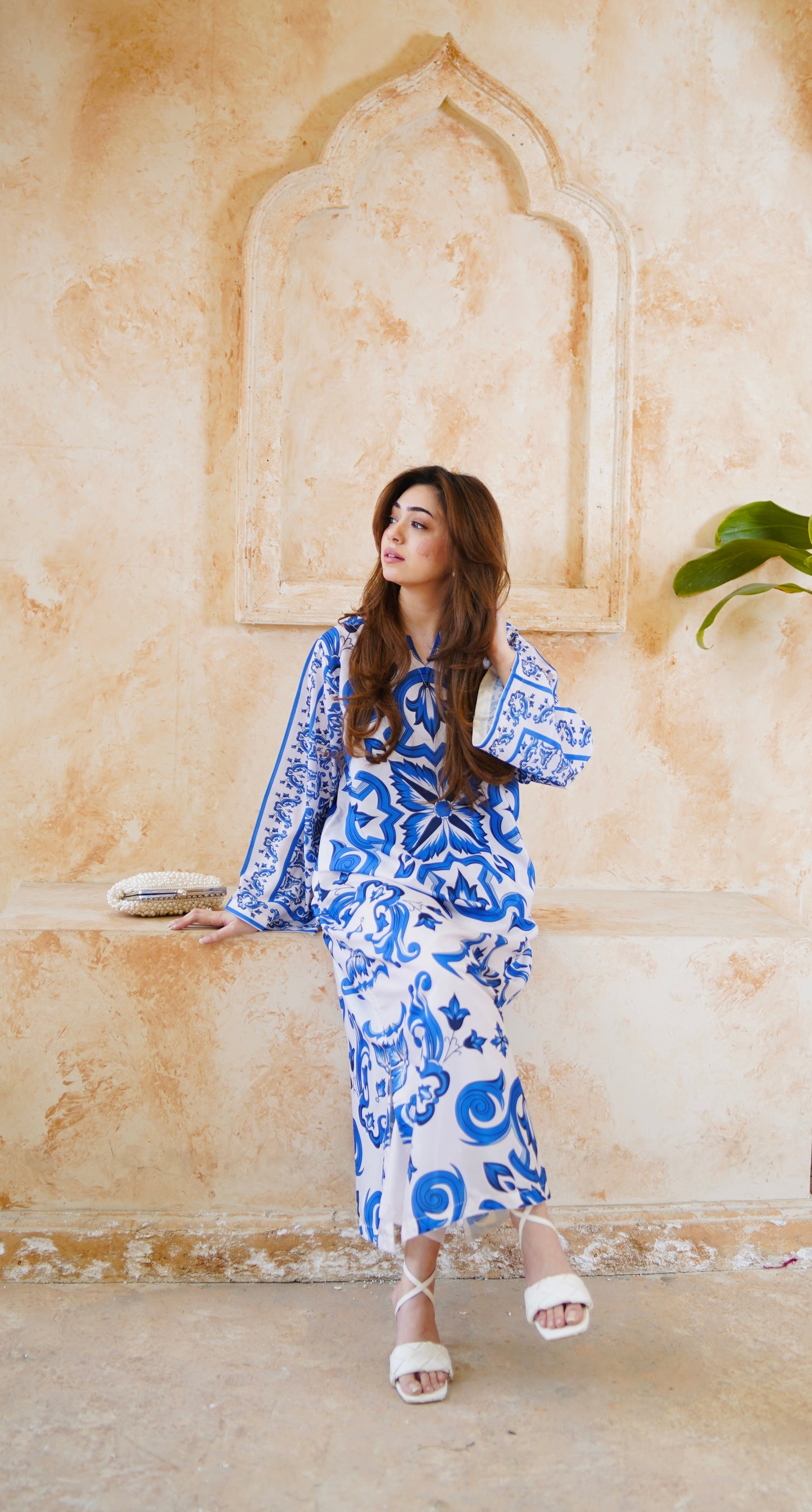 Sapphire Porcelain Luxe Kaftan