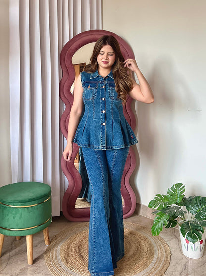 Denim Peplum Co-ord Set