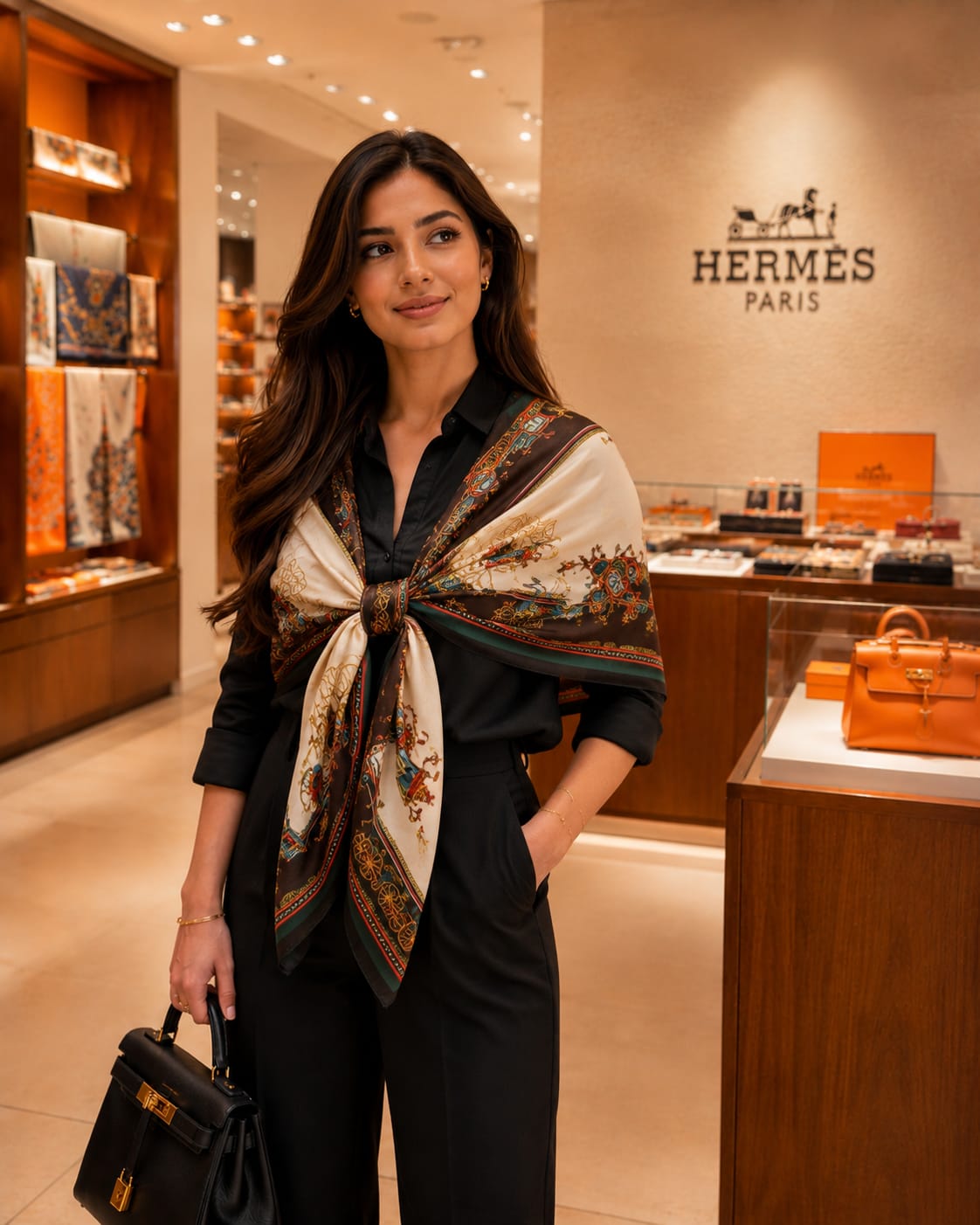 Luxe H Belt Silk Scarf