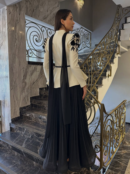 Noir Elan Peplum Skirt Set