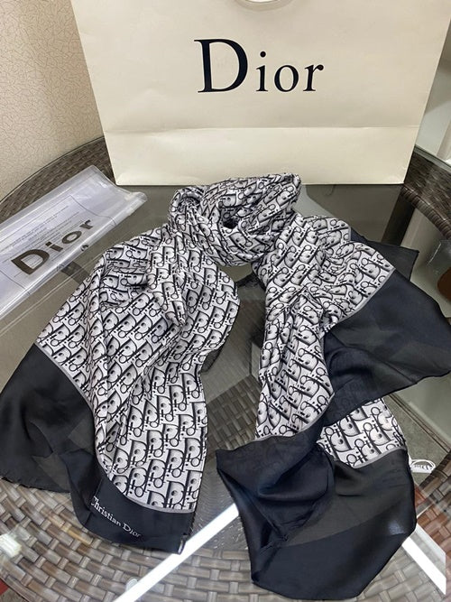 Luxury Brand D Print Silk Scarf