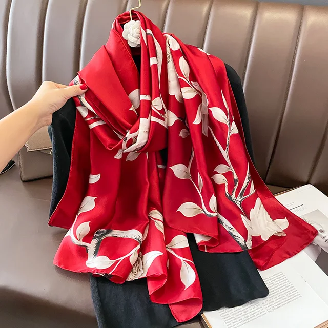 Maroon autumn Drape Silk Scarf