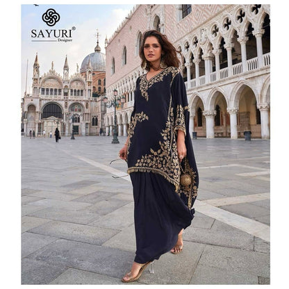 Noir Elegance Embroidered Cape