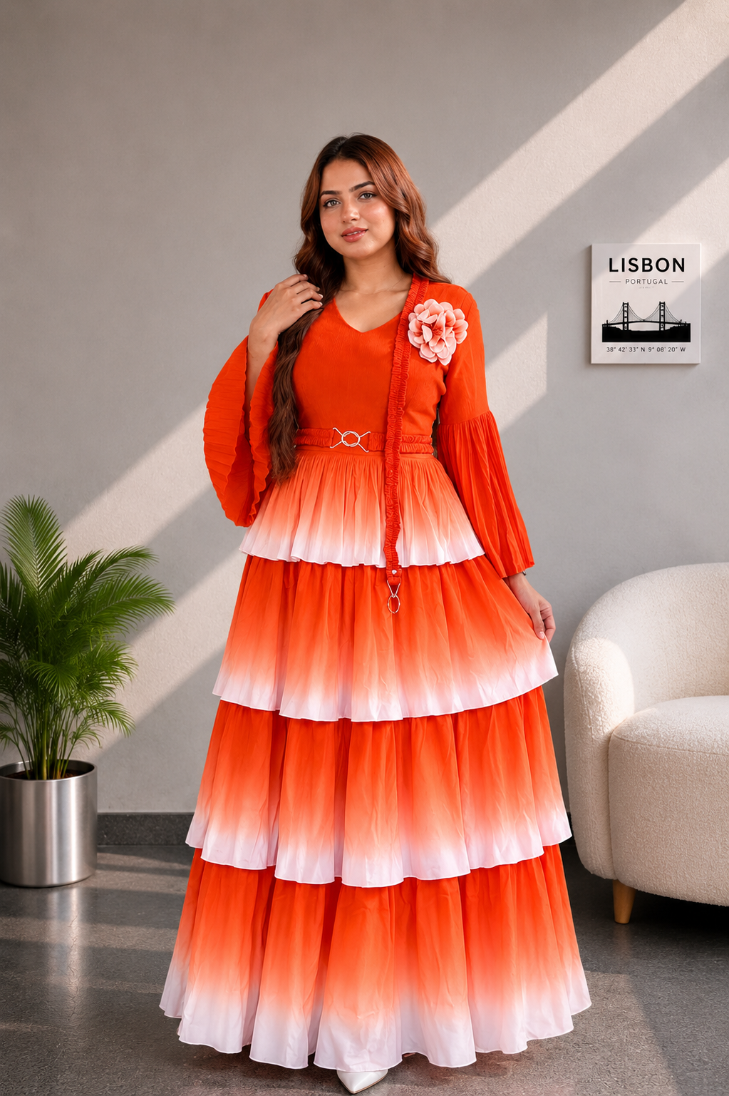 Ombre Grace Pleated Maxi Dress