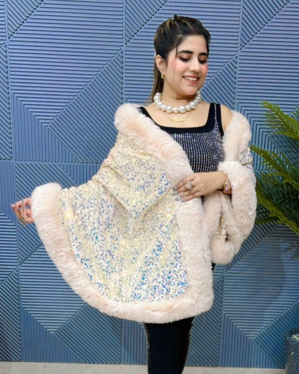 Statement Swarovski Fur Stole