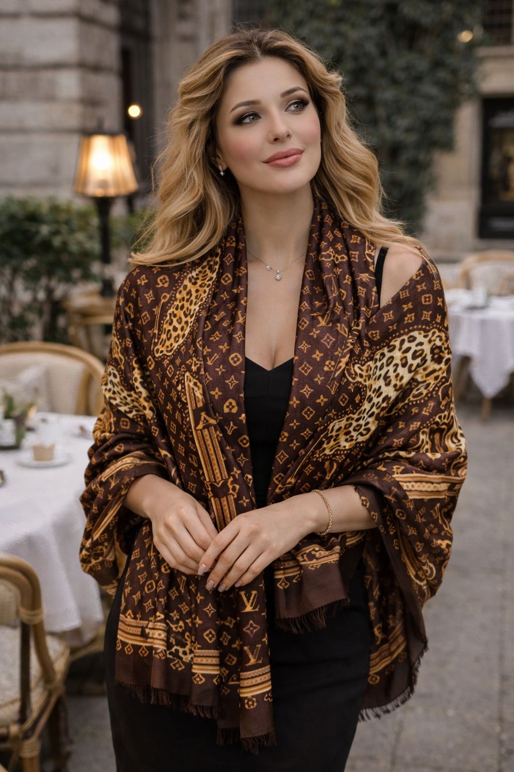 Paris Noir Safari Luxe Shawl