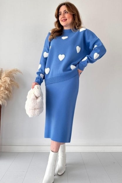 Amor knitted Skirt Two piece set