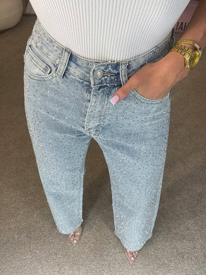 Luxe Frost Rhinestone Denim