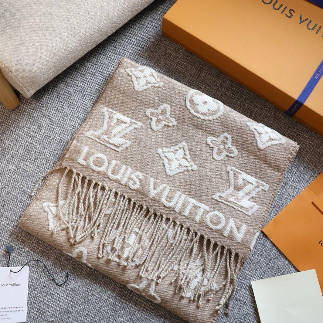 Monogram Luxe Winter Scarf - Beige Cream