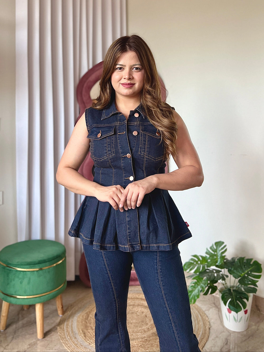 Denim Peplum Co-ord Set