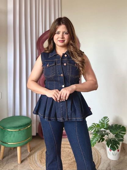Denim Peplum Co-ord Set