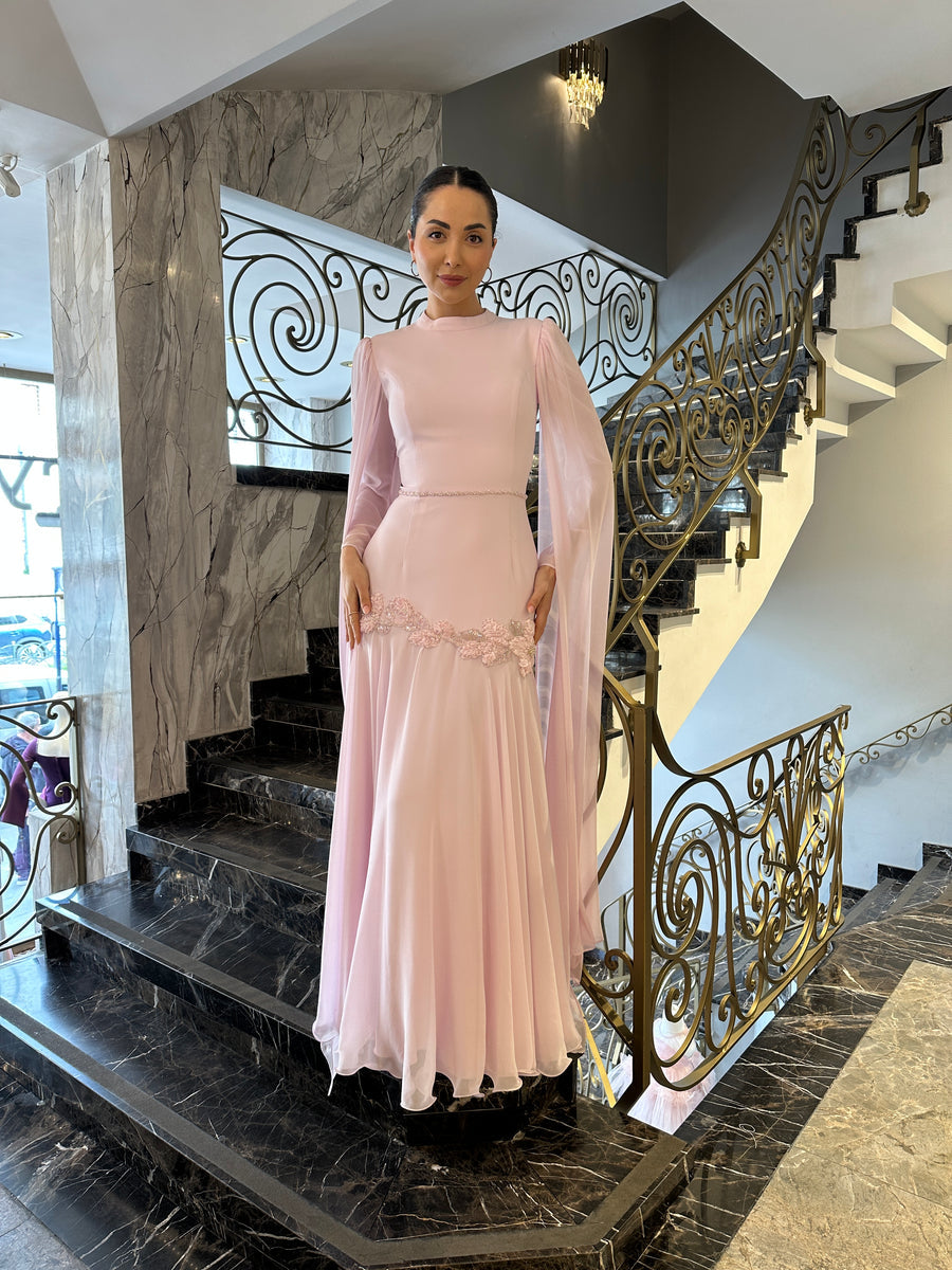 Ethereal Rose Draped Gown
