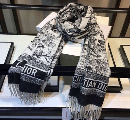 Branded Rabbit Fur Winter Reversible Stole - C D