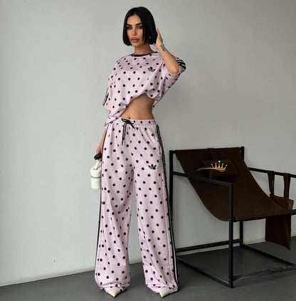 Luxe Polka Dot Wide-Leg Co-Ord Set