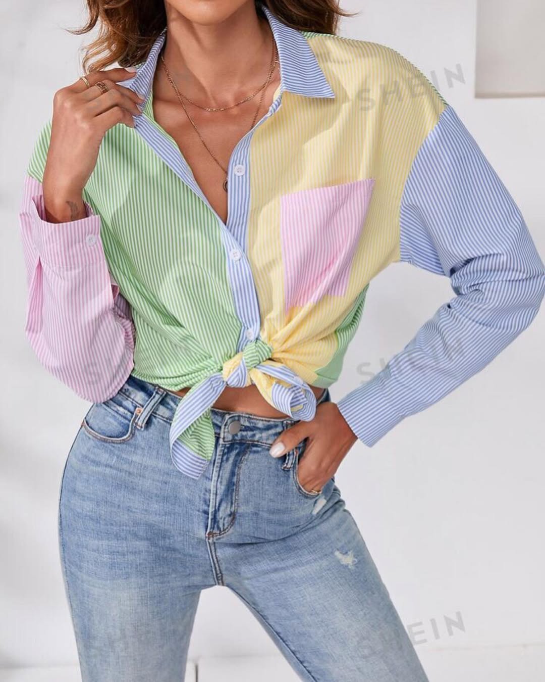 Colorblock Striped Shirt