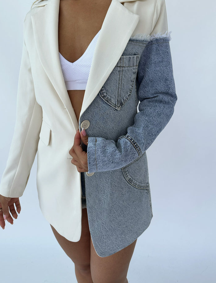 Kisi Spliced Denim Blazer