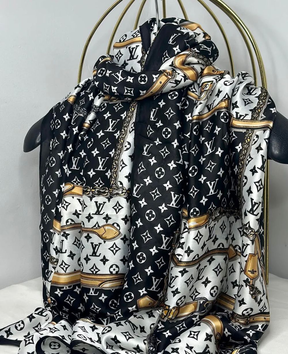 Noir Monogram Luxe Scarf