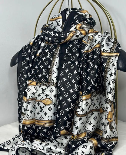 Noir Monogram Luxe Scarf